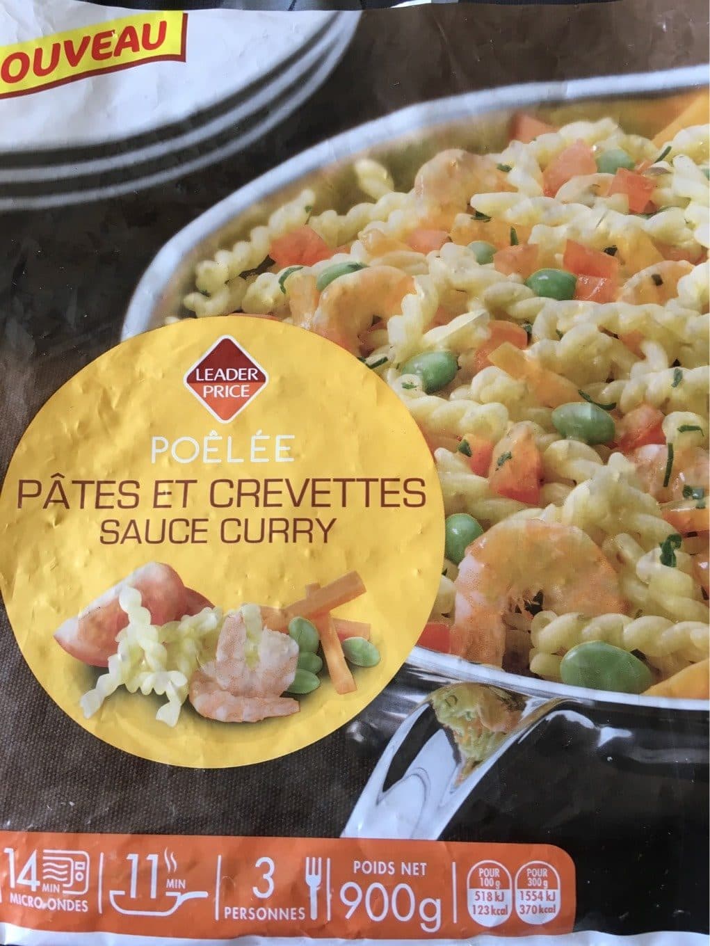 Leader Price Pates et crevettes sauce curry packshot