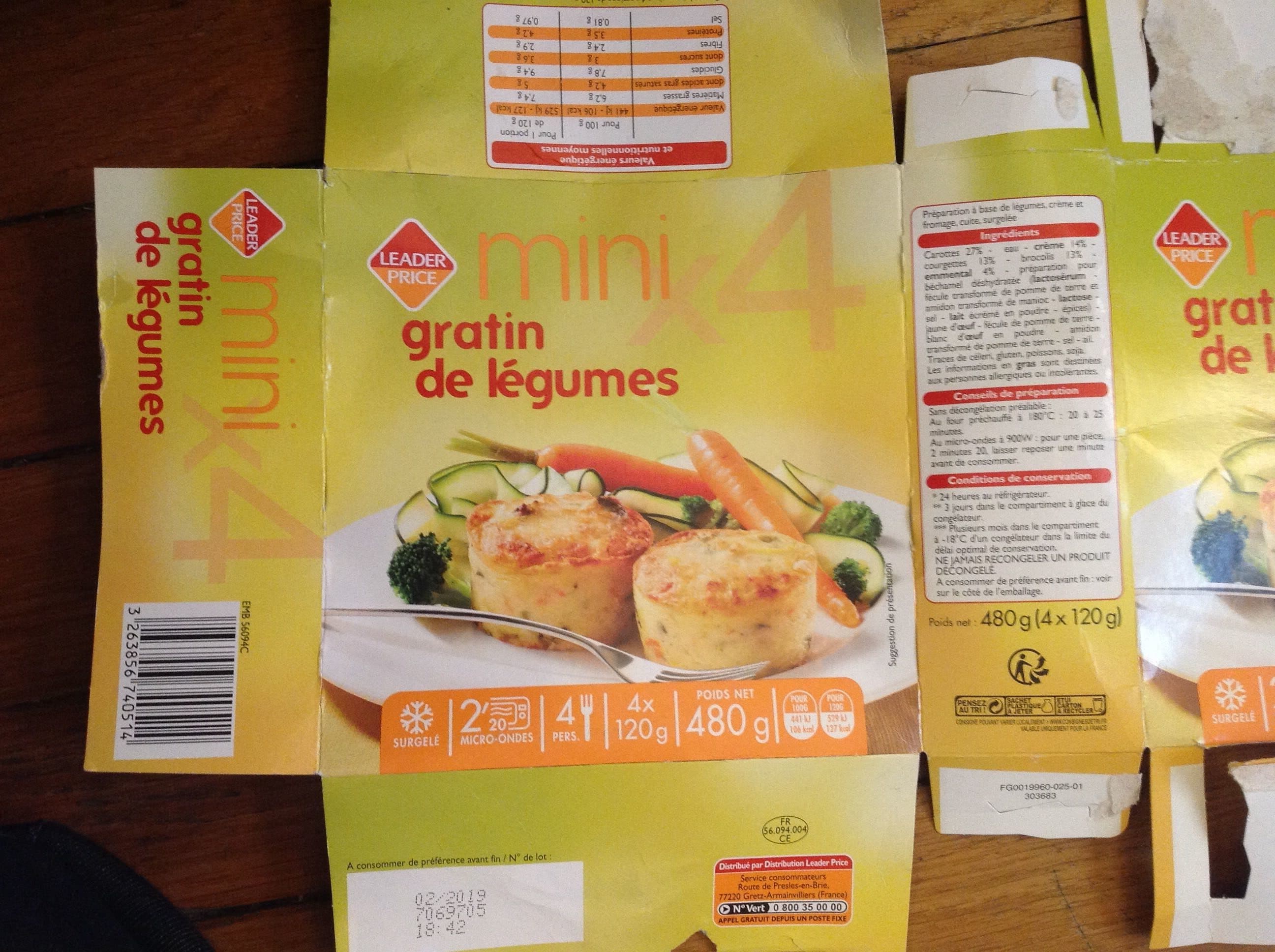 Leader Price Mini gratin de légumes packshot