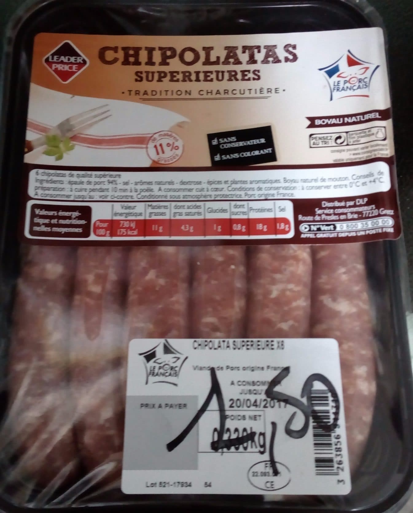 Leader Price Chipolatas packshot