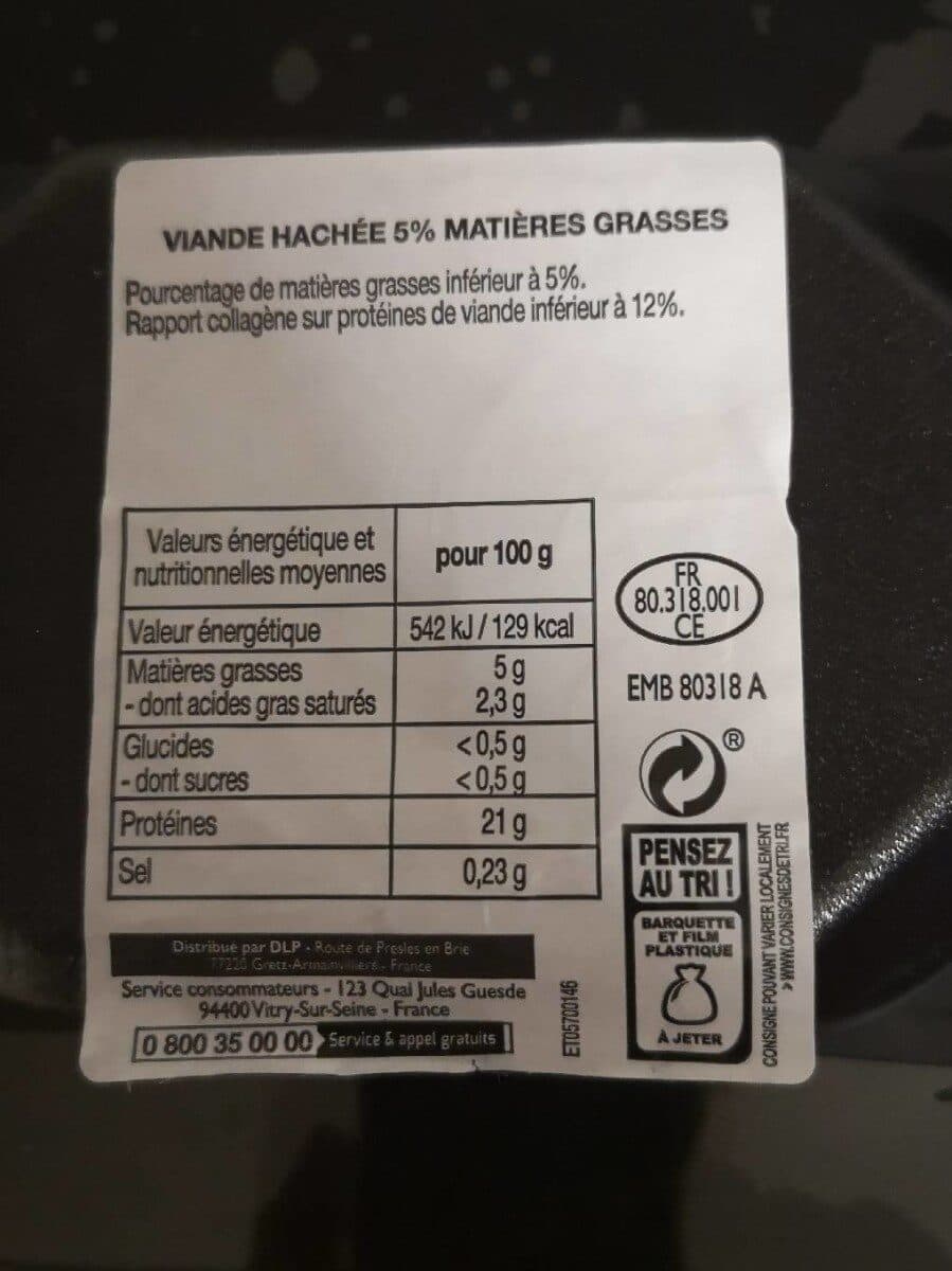 Leader Price Steak Haché Pur bœuf 5% mat. gr. packshot