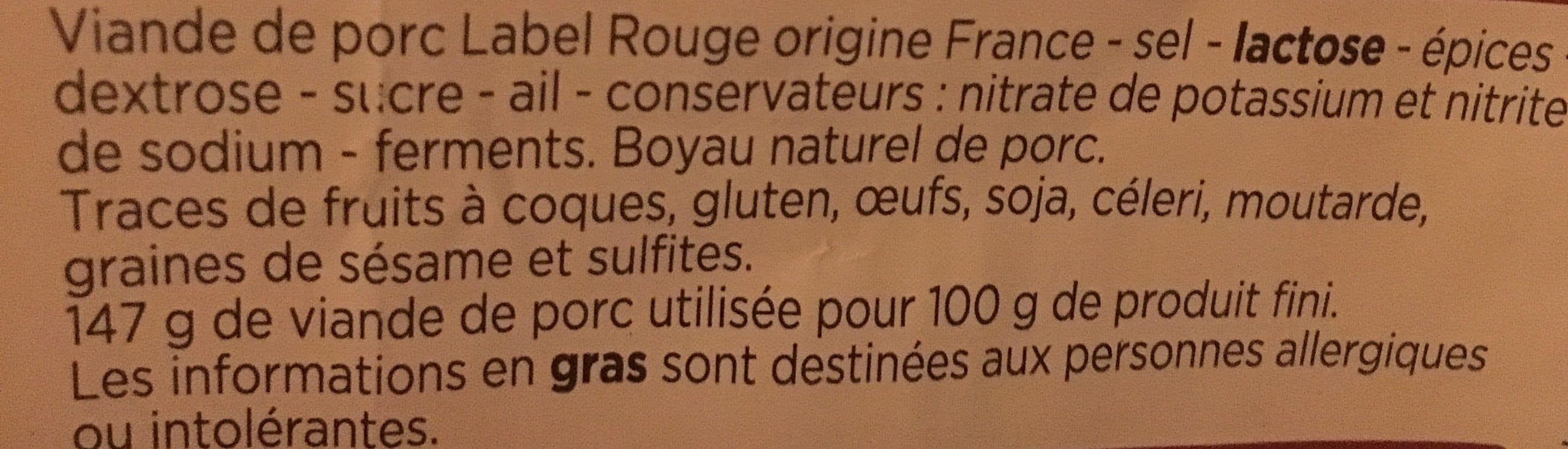 Franprix saucisson sec pur porc label rouge packshot
