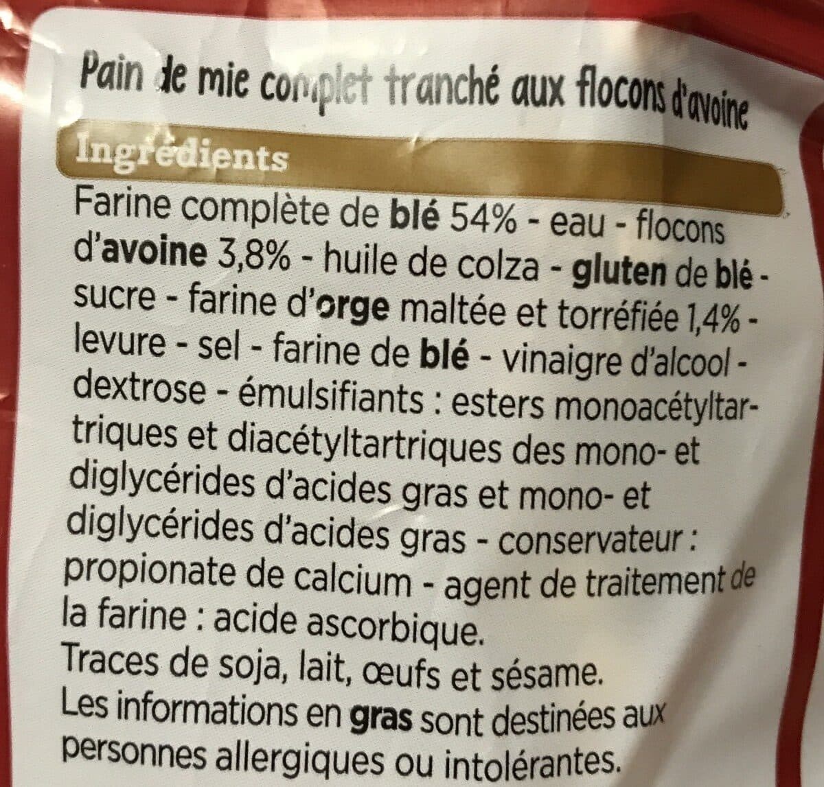 Franprix pain de mie complet flocons d avoine packshot
