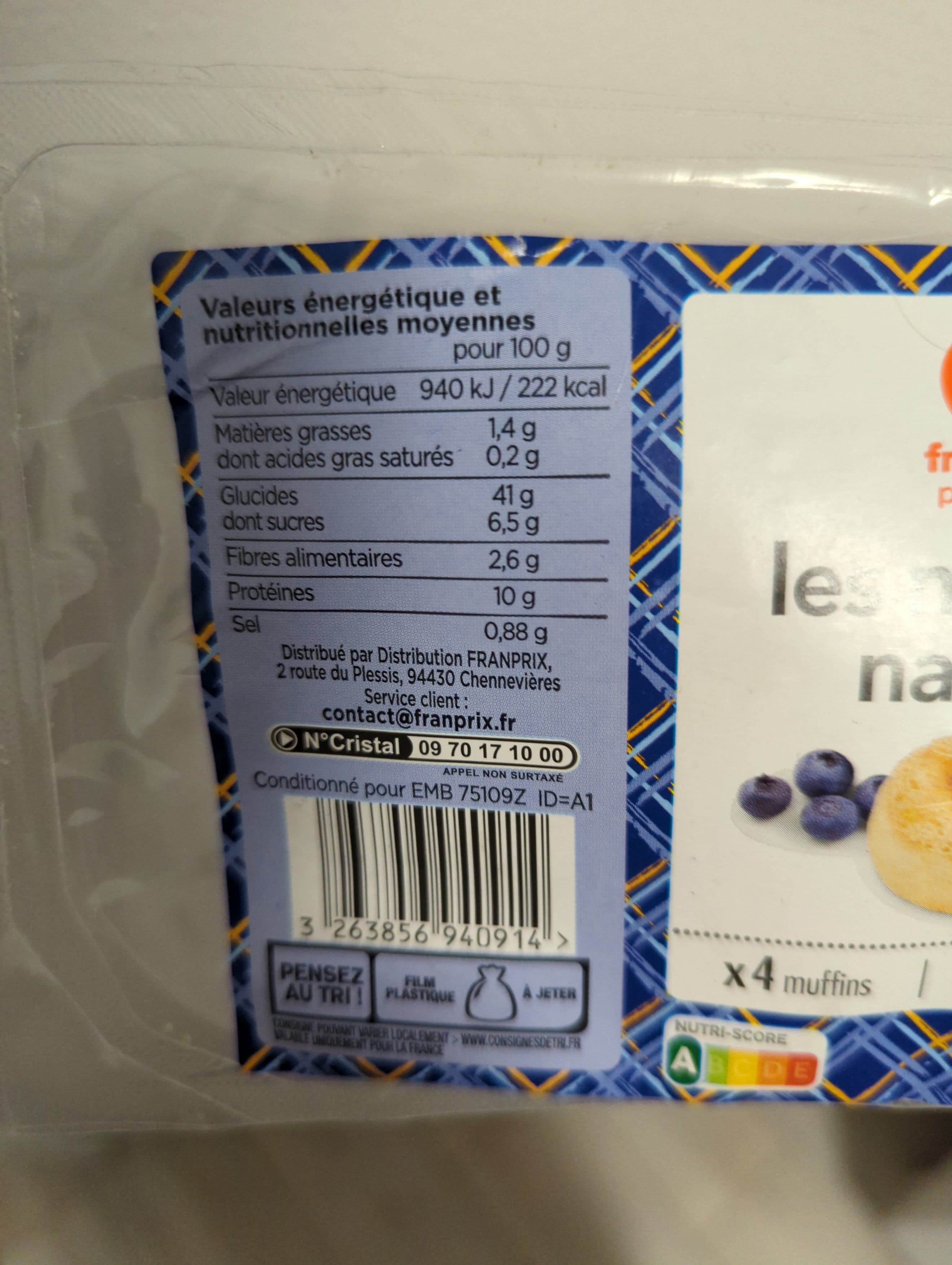 Franprix muffins nature pour petit déjeuner packshot