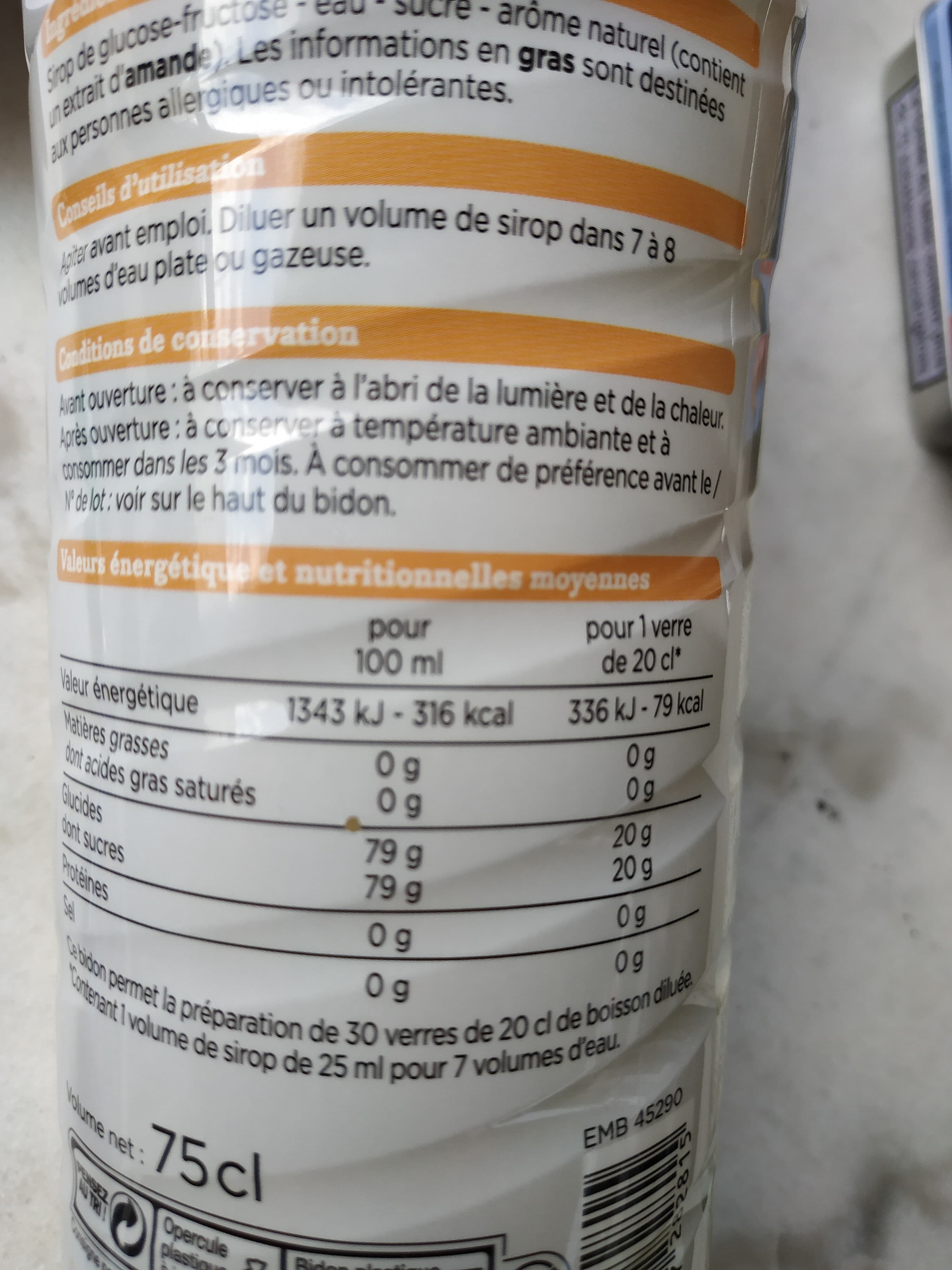 Franprix Sirop d'orgeat packshot