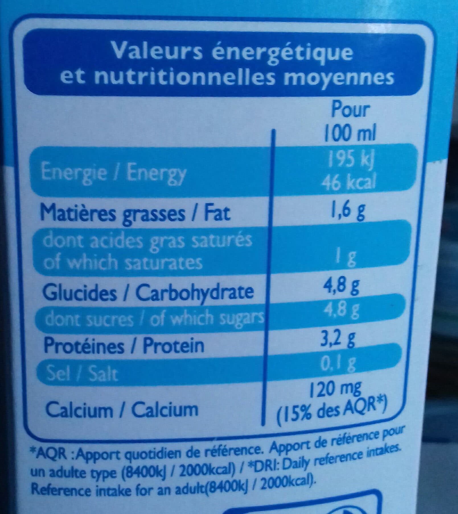Leader Price Lait demi écrémé 1L packshot