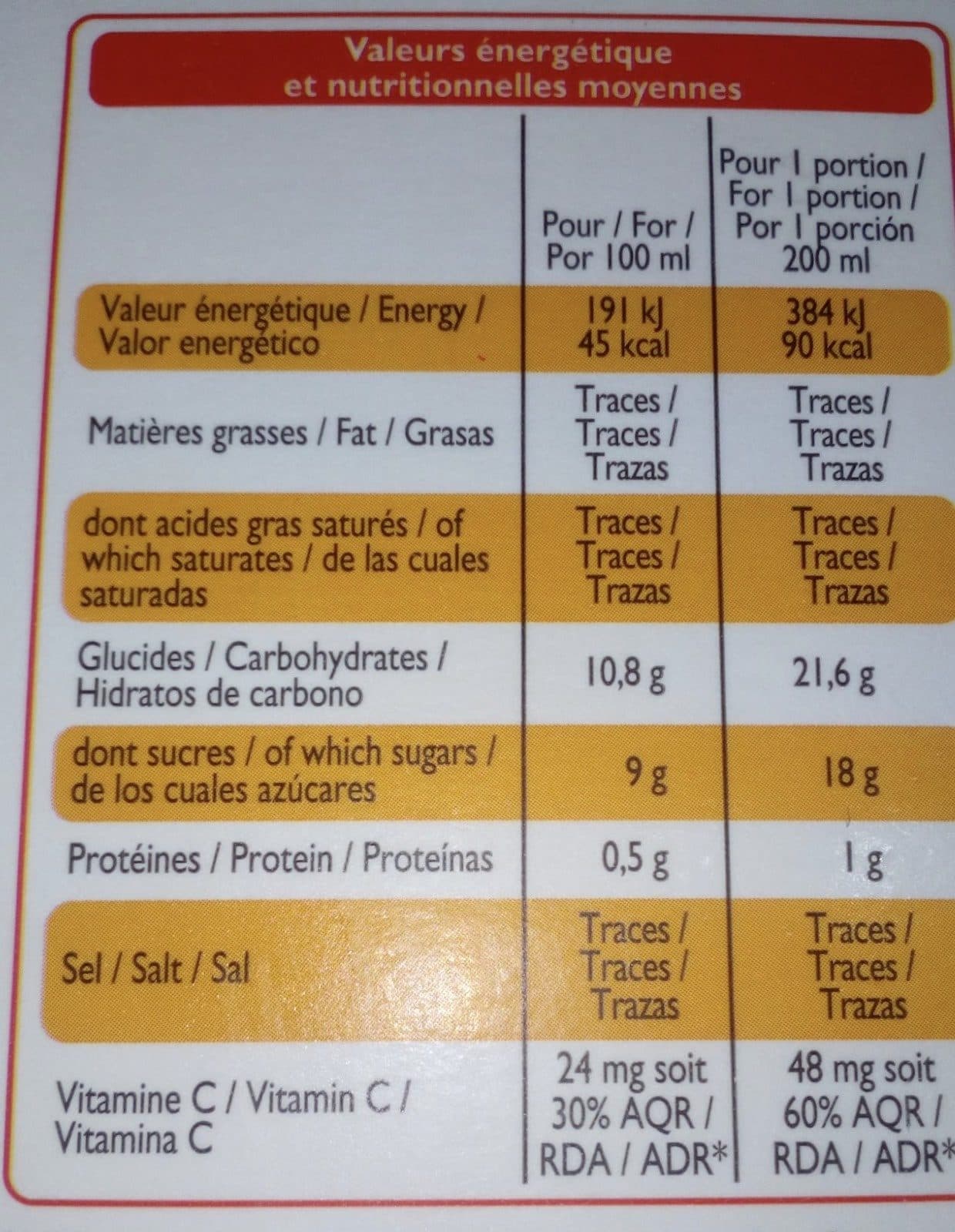 Leader Price Pur jus d'orange pressée sans pulpe packshot