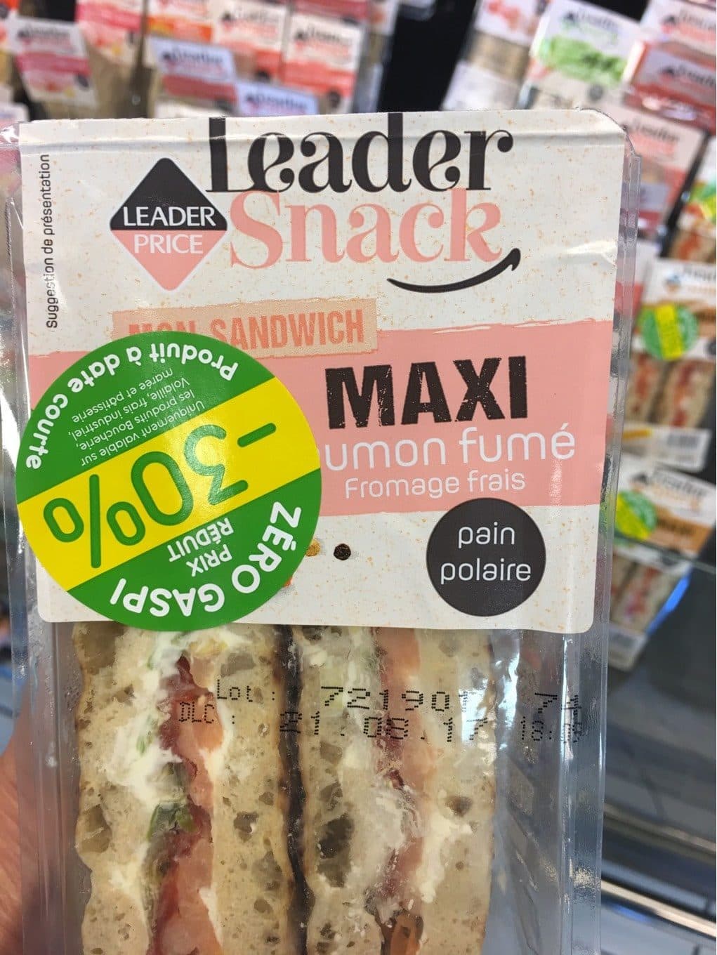 Leader Price Sandwich Saumon Fumé Fromage Frais packshot