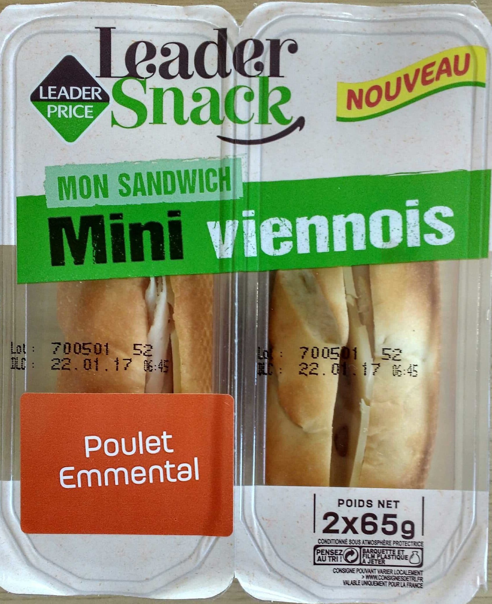 Leader Price Mini viennois - Poulet emmental packshot