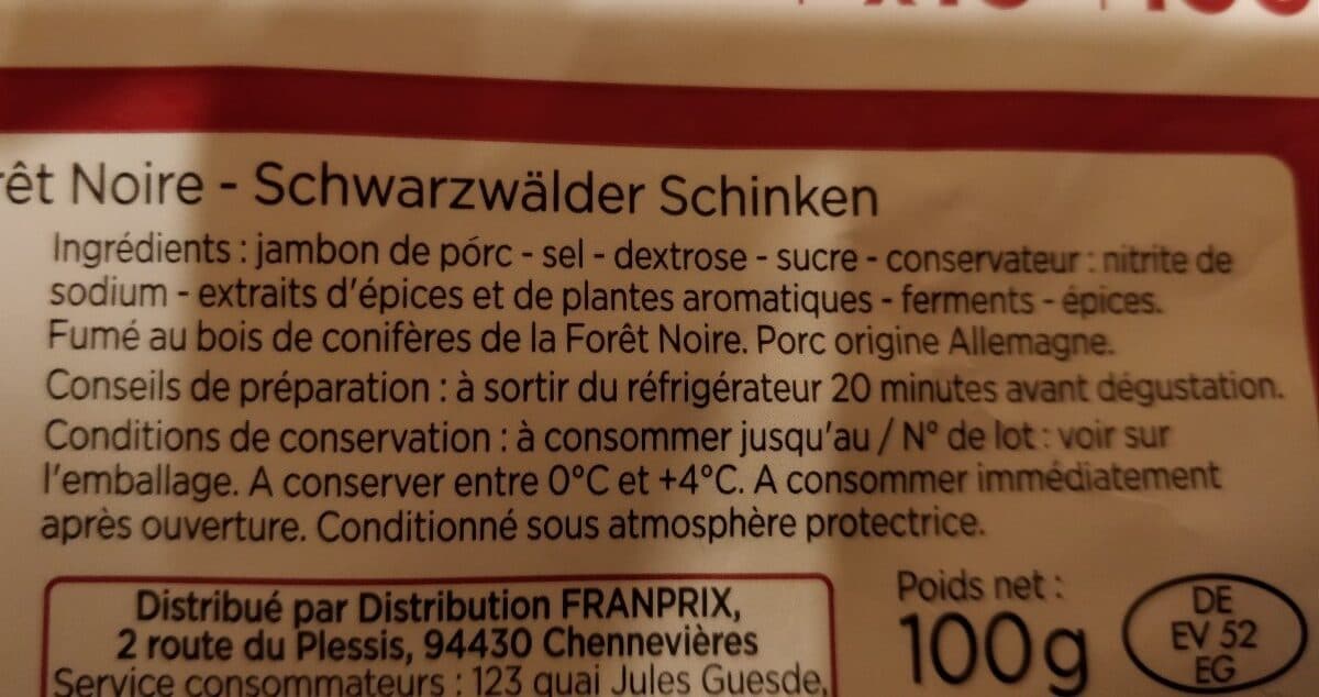 Franprix Jambon cru fumé forêt noire packshot