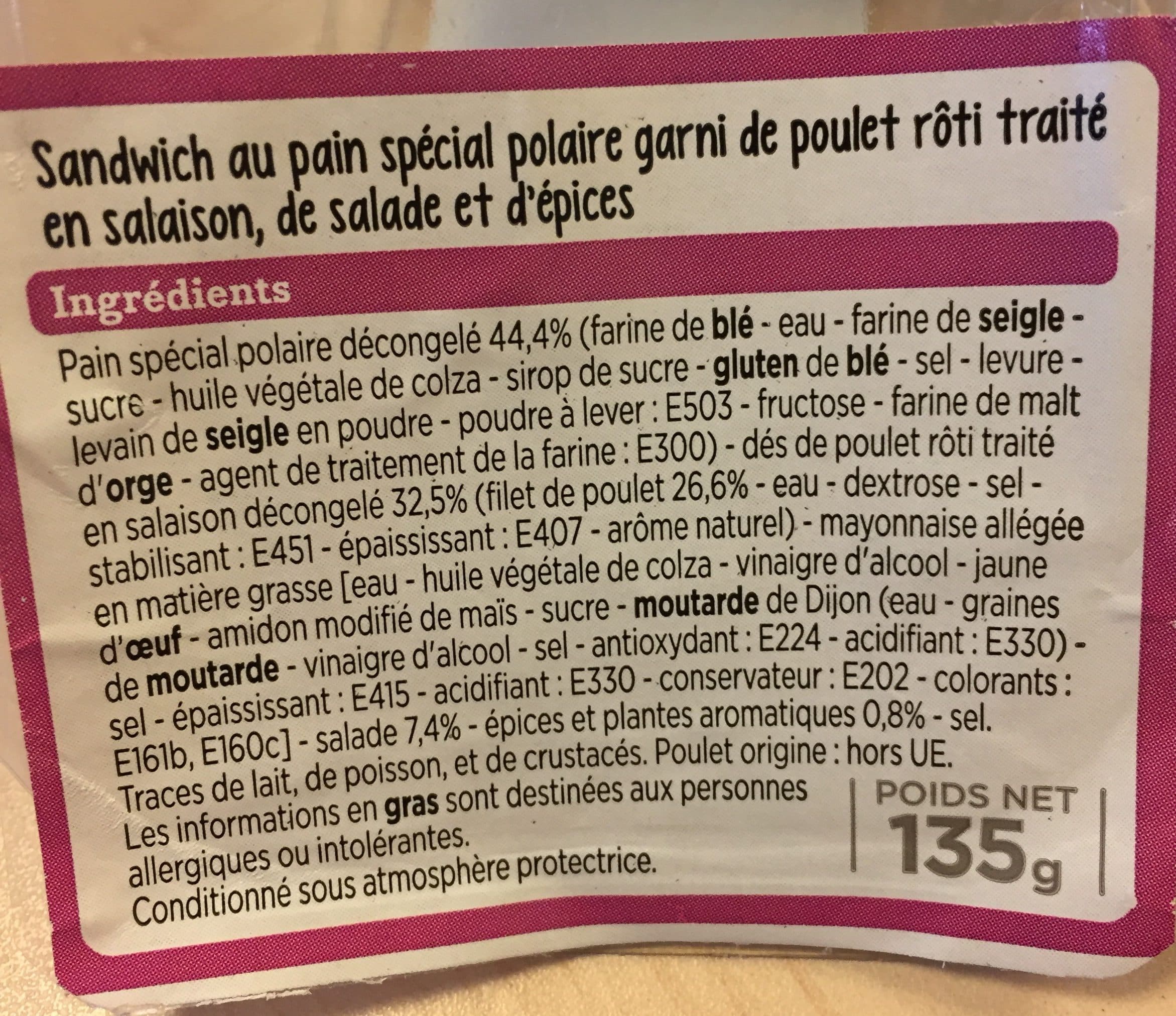 Franprix Sandwich poulet à l'indienne packshot