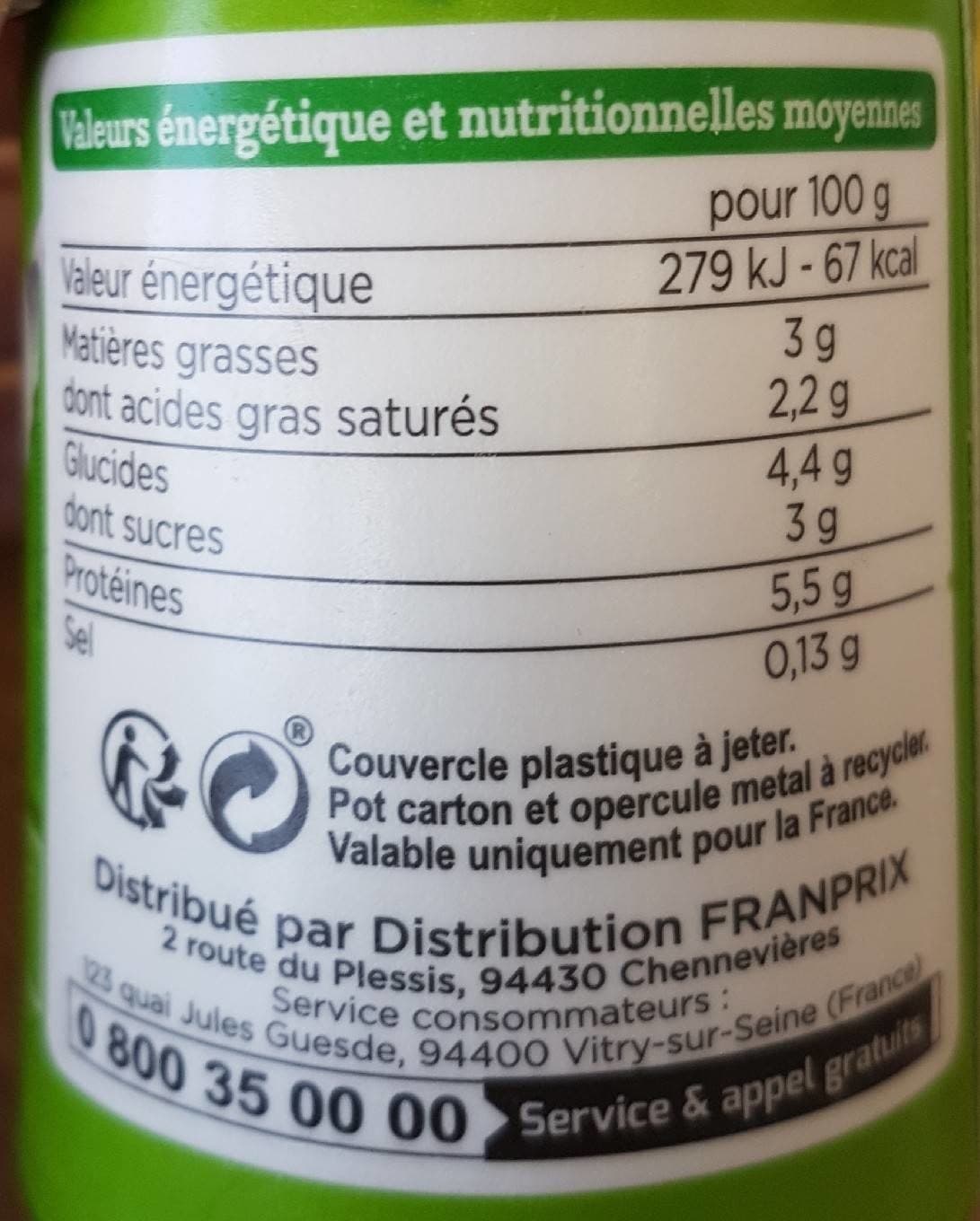 Franprix yaourt nature au lait de brebis bio packshot