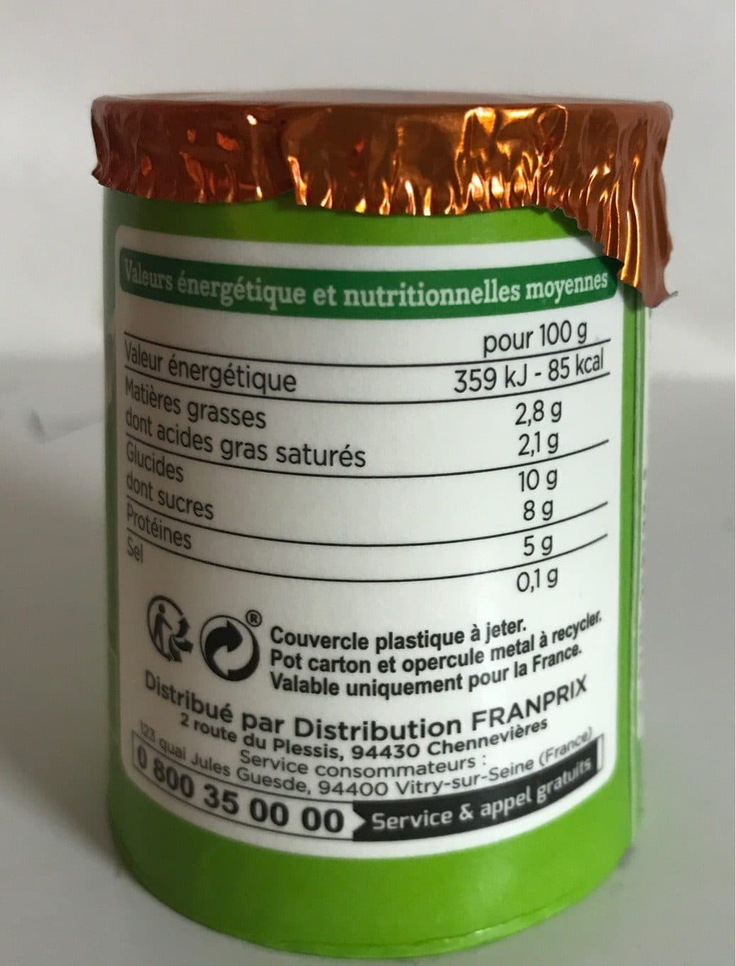 FRANPRIX BIO yaourt vanille au lait de brebis packshot