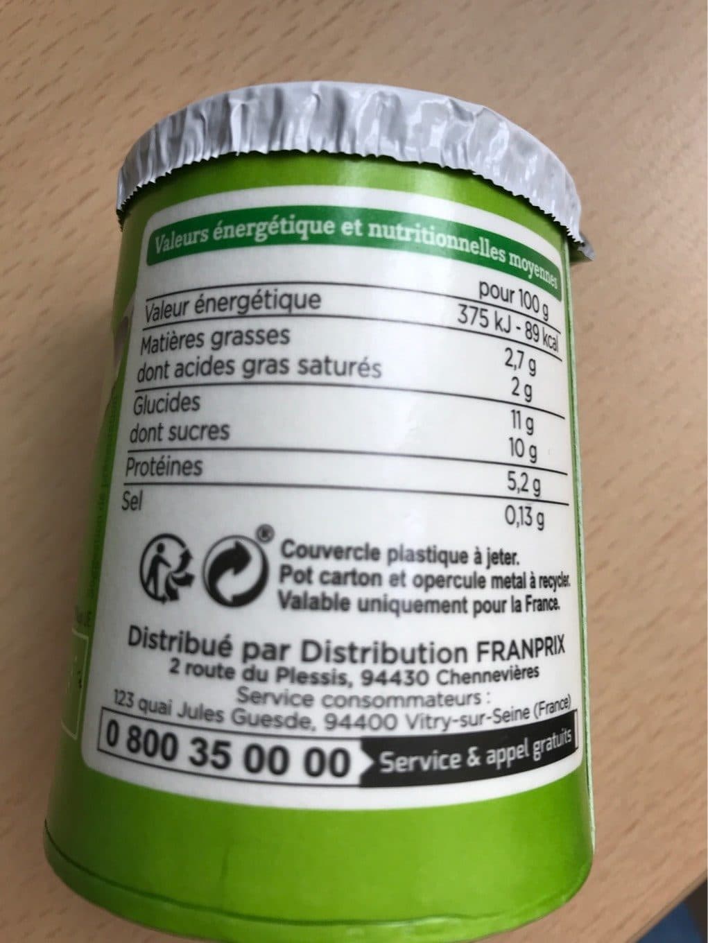 Franprix yaourt citron au lait de brebis packshot