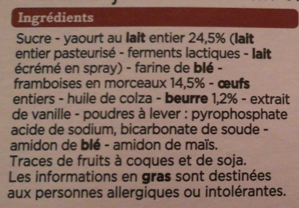Franprix Gâteau aux yaourt fermier, framboise packshot