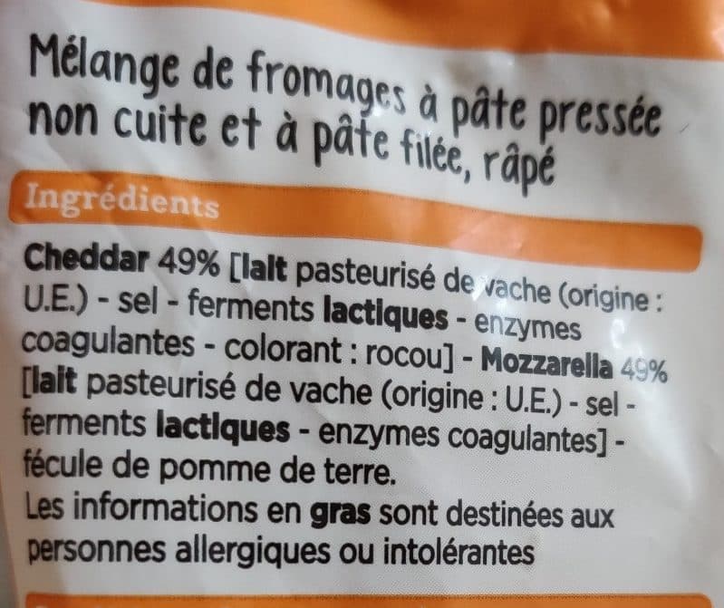 Franprix Mozzarella cheddar râpés packshot