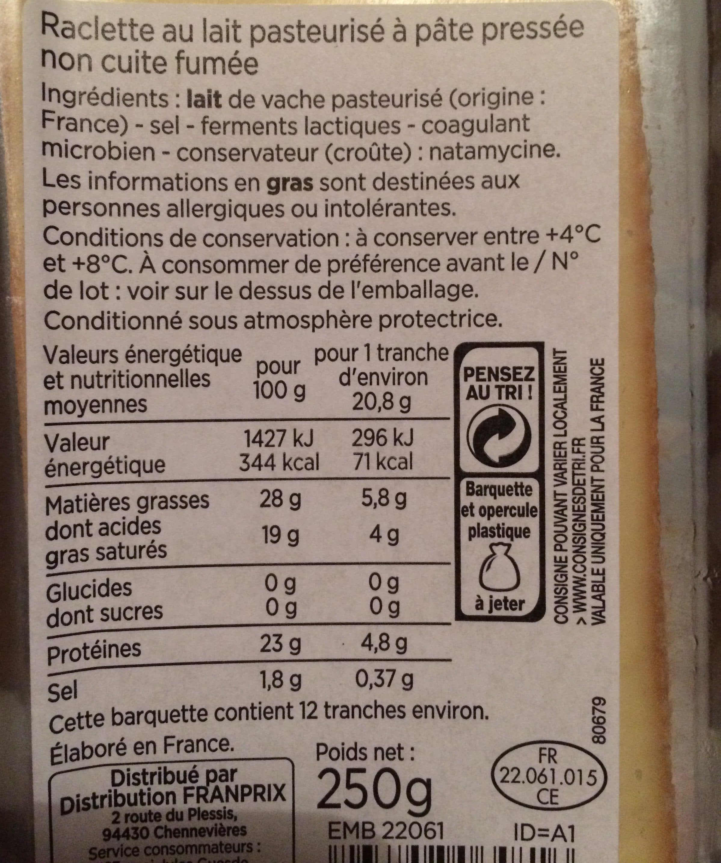 Franprix Raclette fumée packshot