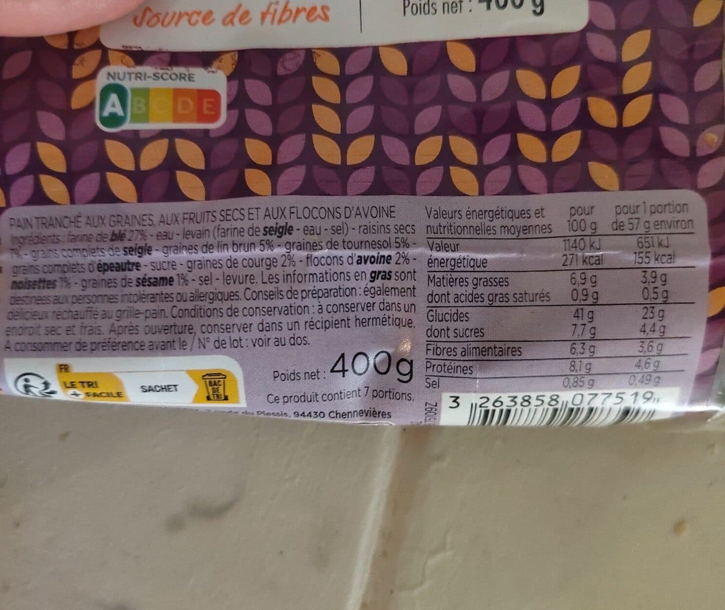 Franprix pain au muesli packshot