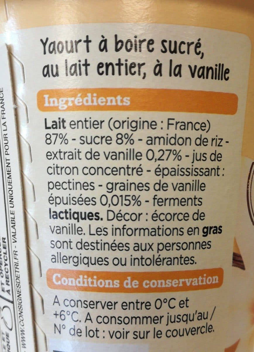 Franprix Yaourt à boire vanille au lait entier packshot