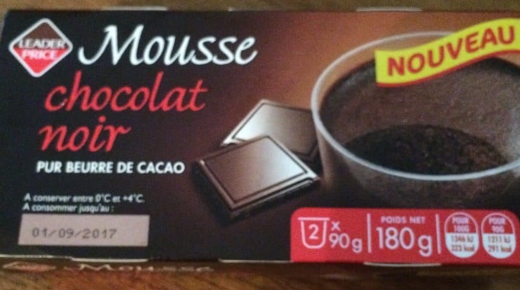 Leader Price Mousse chocolat noir packshot