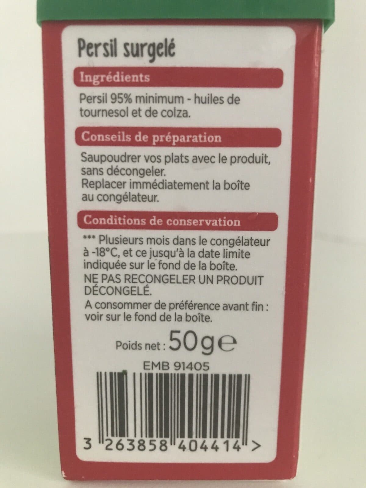 Franprix Persil coupé packshot