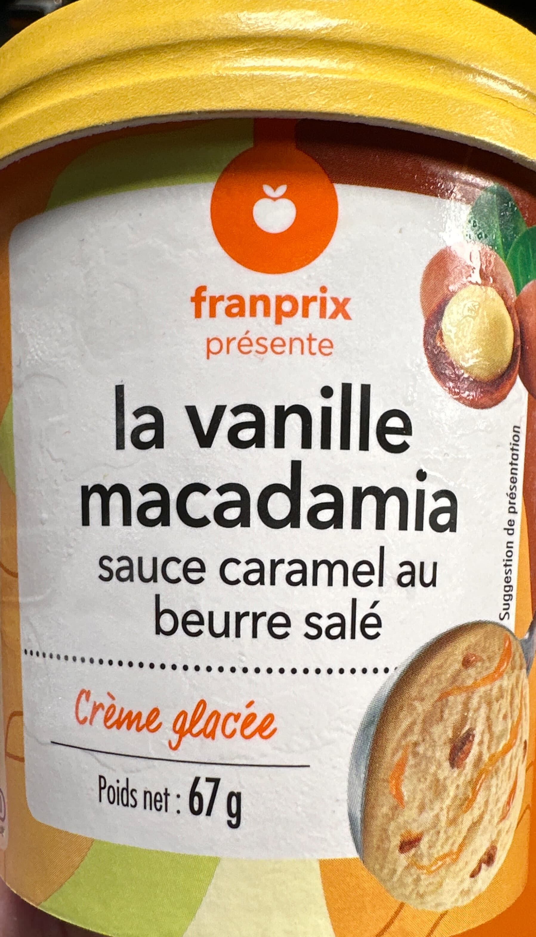 Franprix Glace vanille macadamia, sauce caramel beurre salé packshot