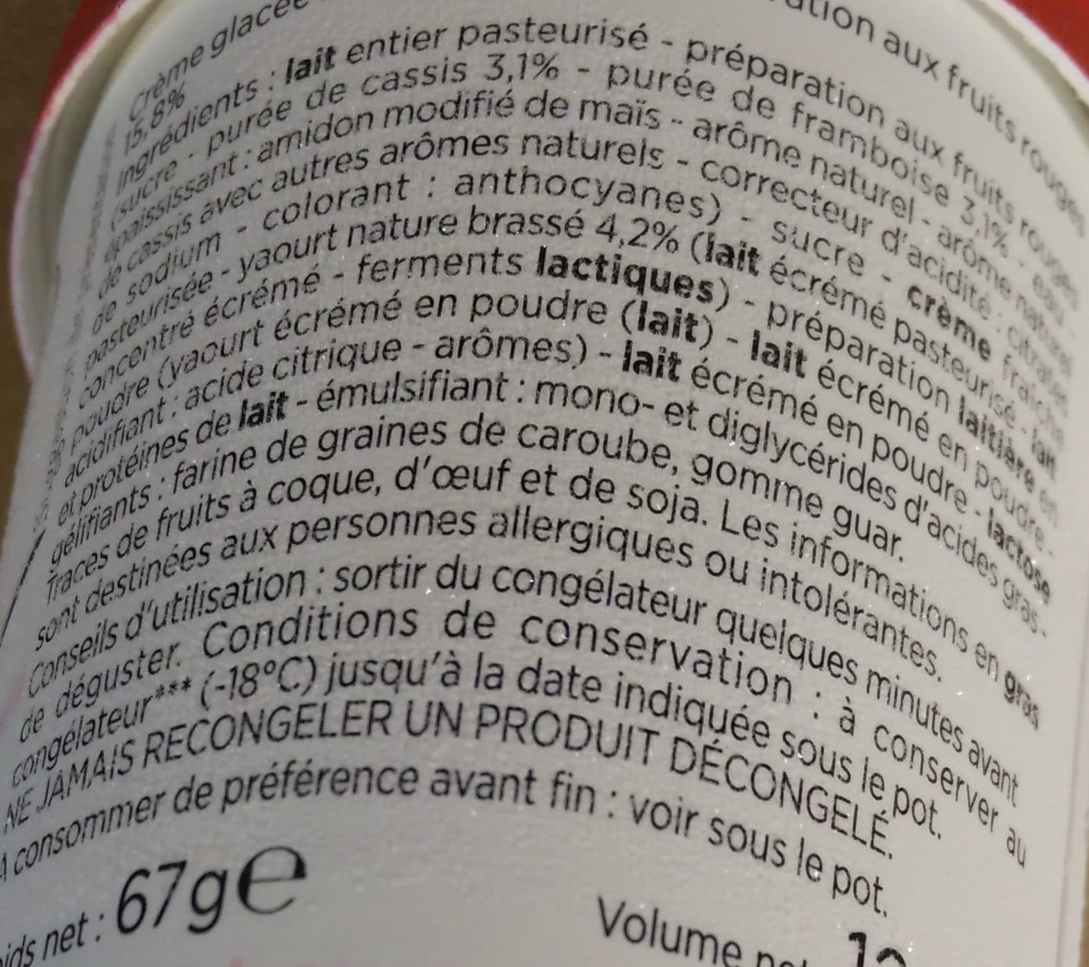 Franprix Crème Glacée Yaourt Fruits Rouges packshot