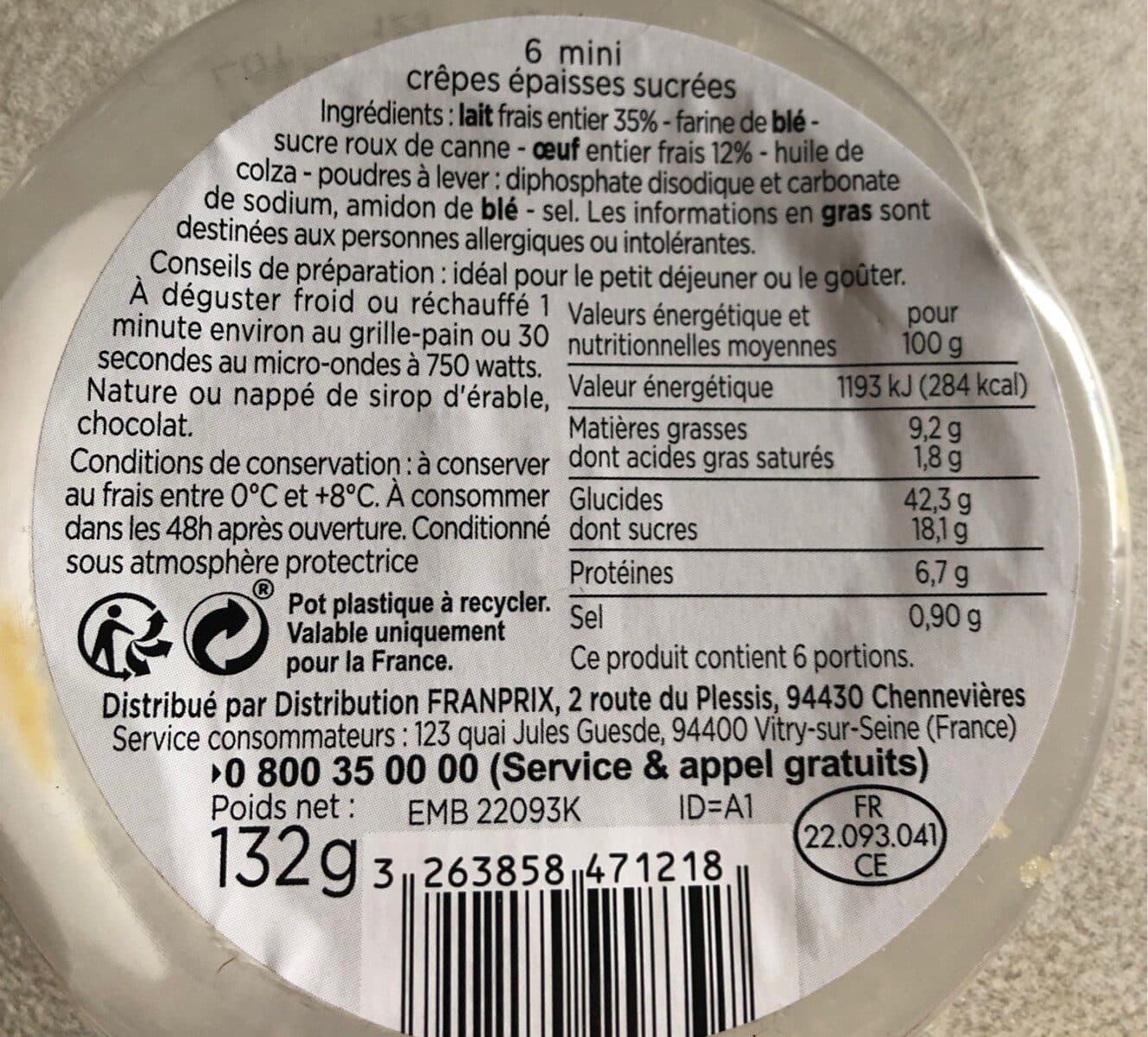 Franprix Pancakes Nature packshot