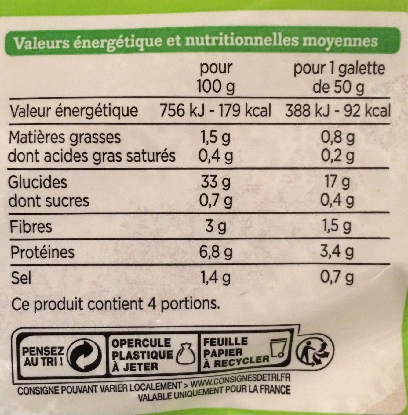 Franprix 4 GALETTES BIO packshot