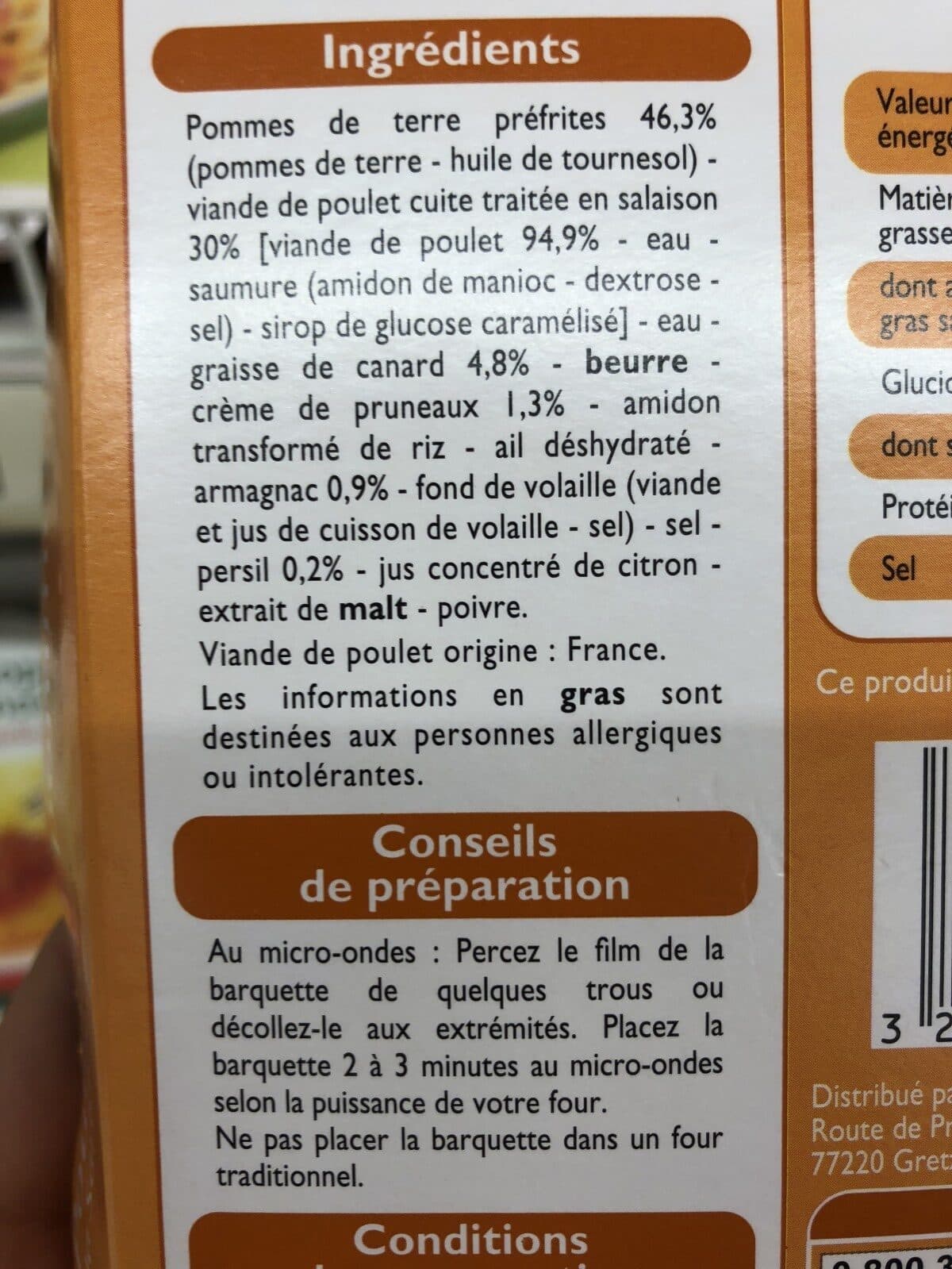 Leader Price Poulet et pommes de terre à la Sarladaise packshot