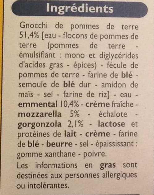 Leader Price Gratin de gnocchi aux 3 fromages packshot
