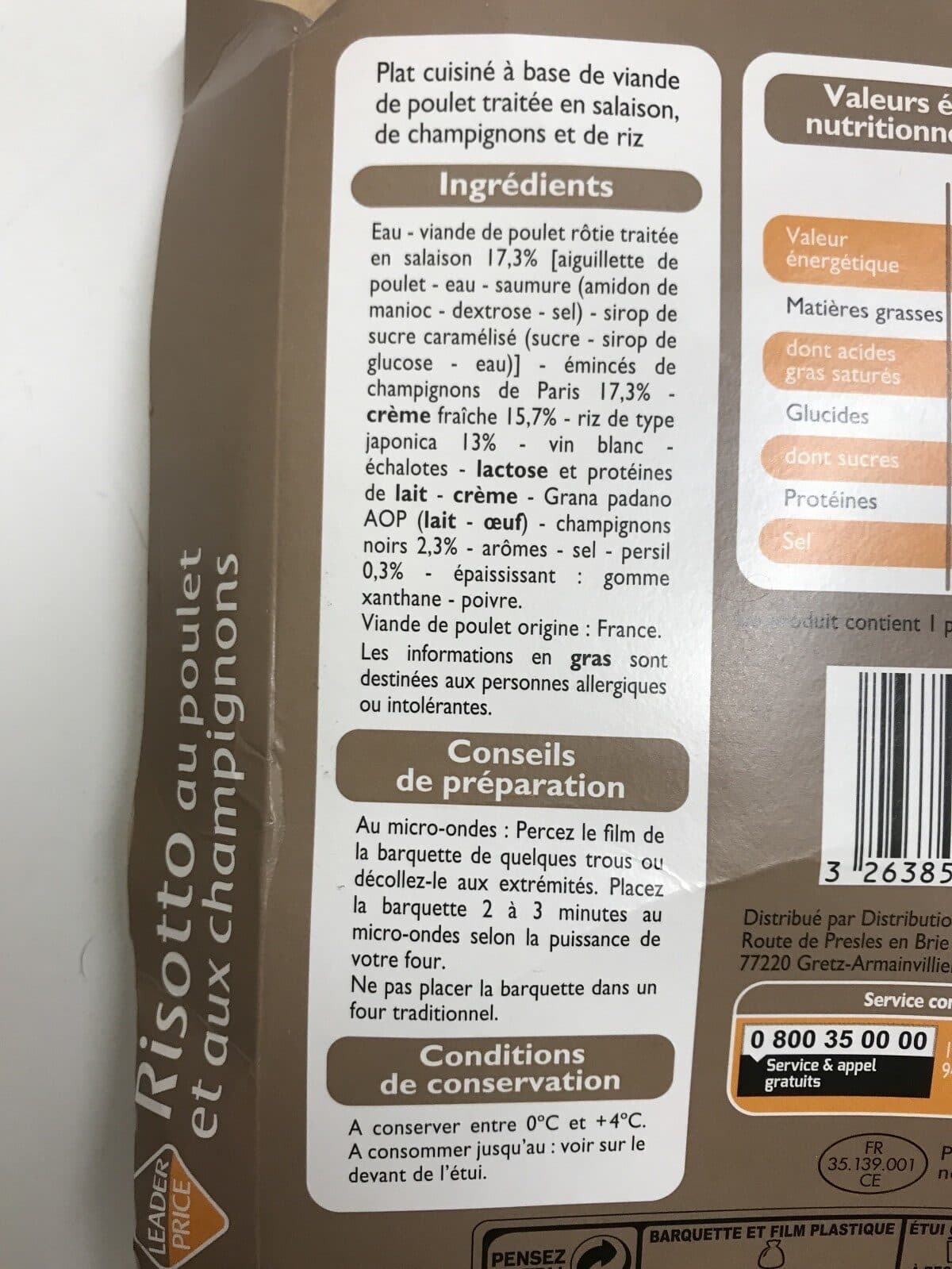 Leader Price Risotto aux poulet et aux champignons packshot