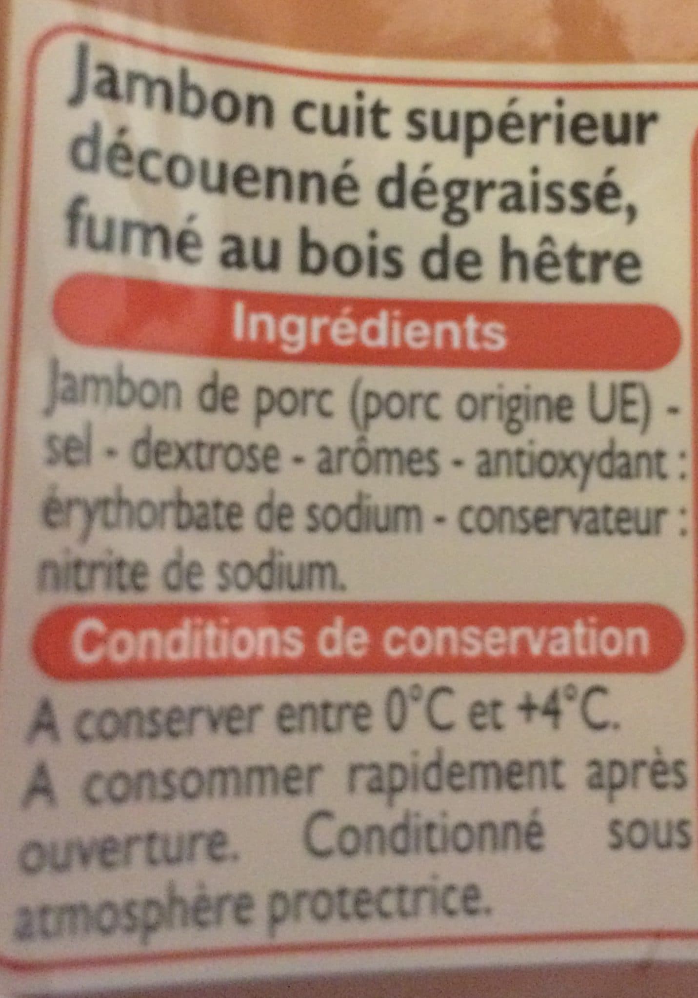 Leader Price Jambon supérieur fumé packshot