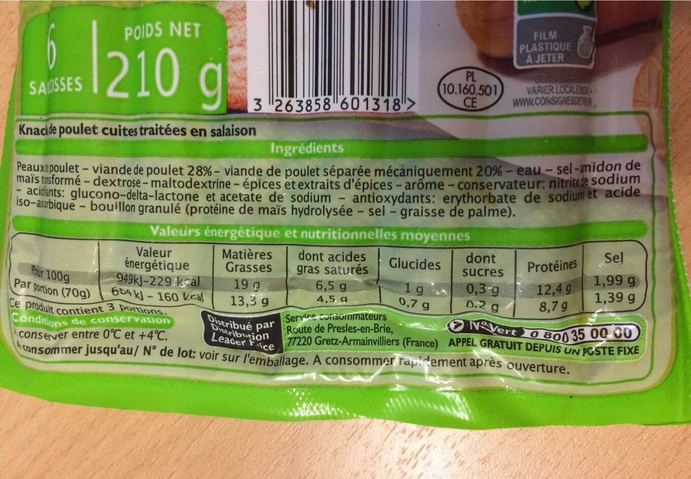 Leader Price Knacks de poulet packshot