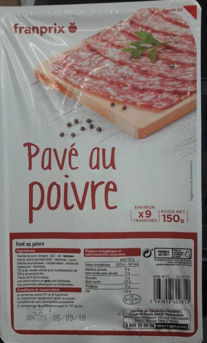 Franprix Pavé au poivre packshot