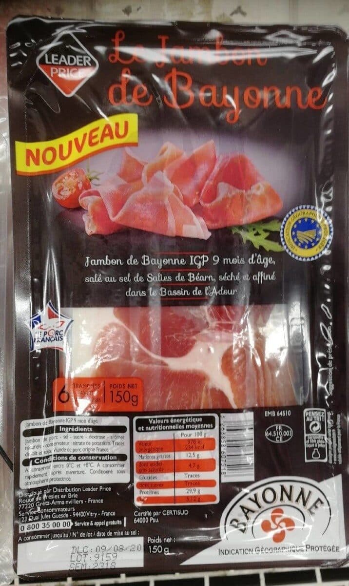 Leader Price Le Jambon De Bayonne ICP 9 mois d'âge packshot