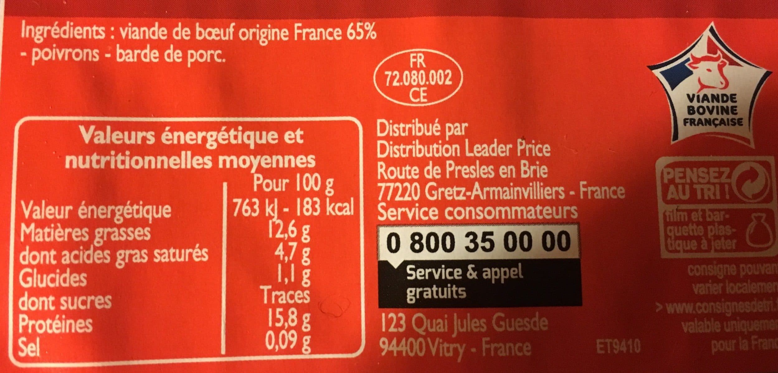 Leader Price Brochettes de bœf packshot