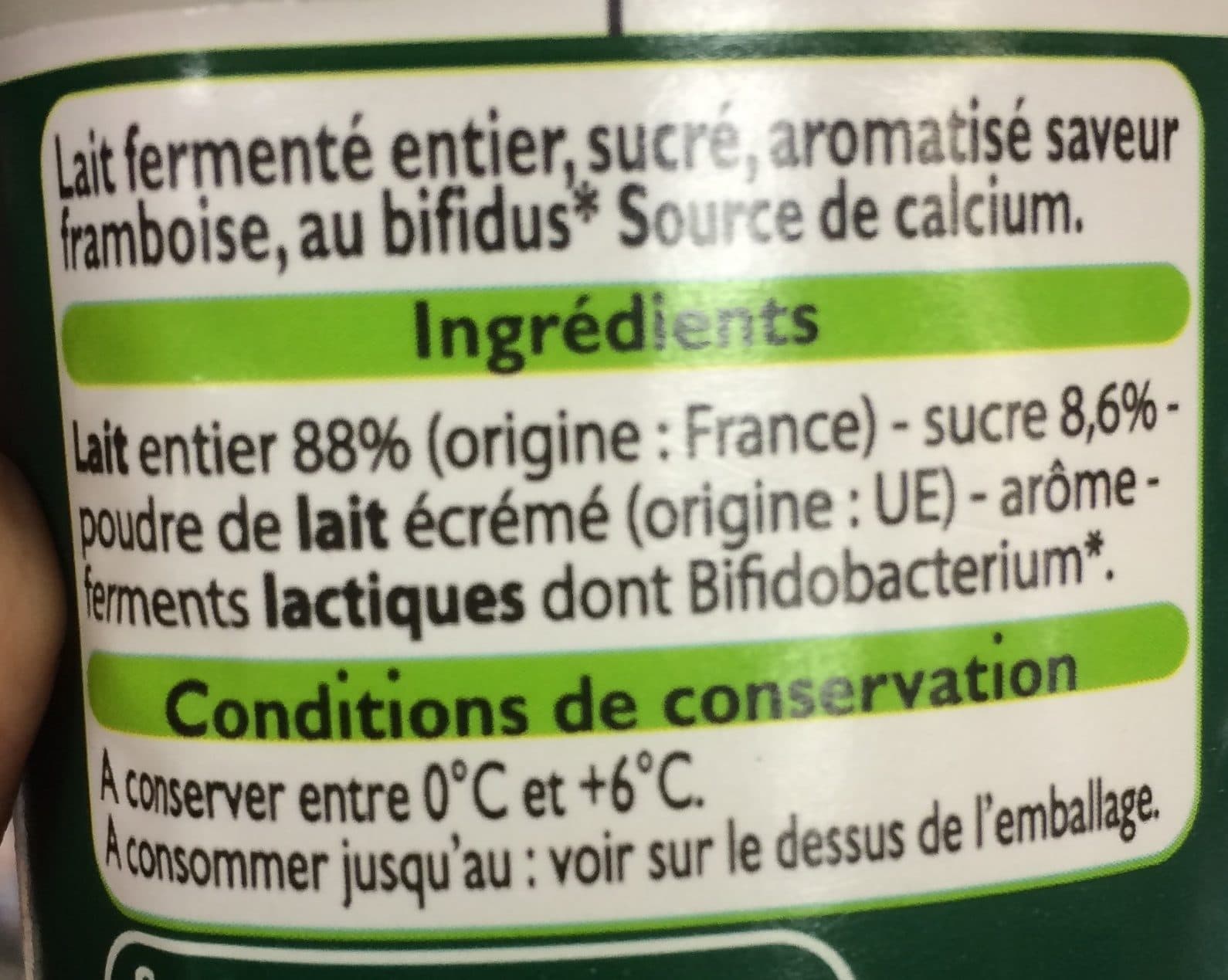 Leader Price Bifidus framboise packshot