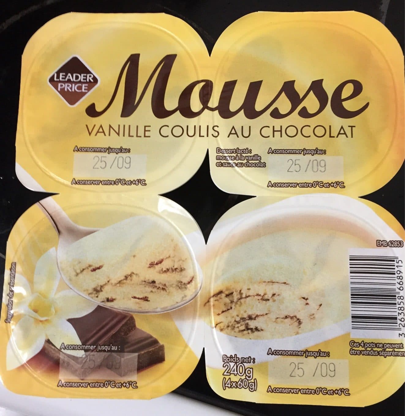Leader Price Mousse coulis au chocolat packshot