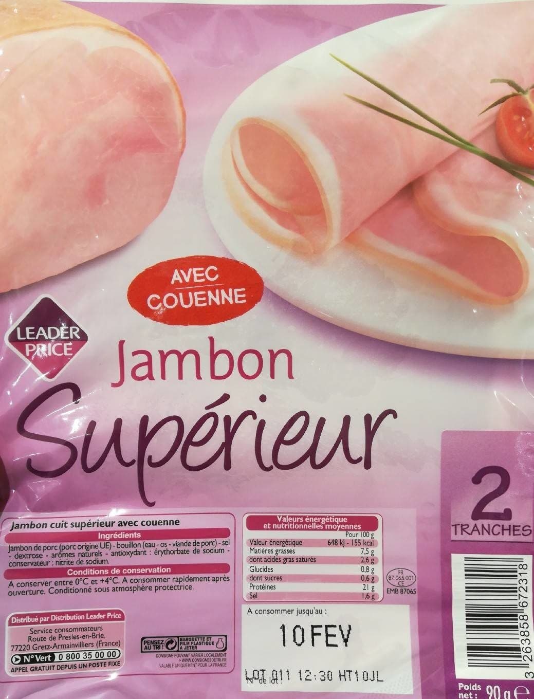 Leader Price Jambon supérieur packshot