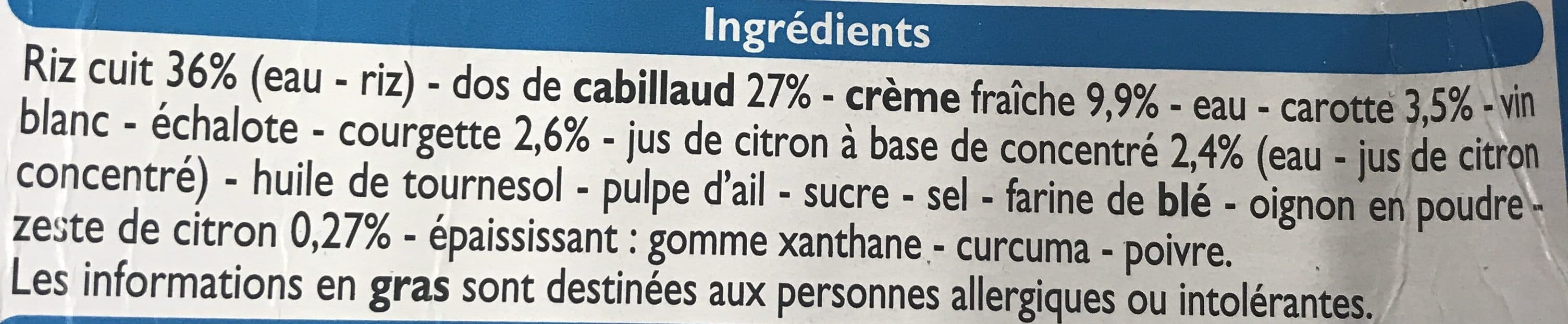 Leader Price Cabillaud sauce citron et riz aux petits légumes packshot