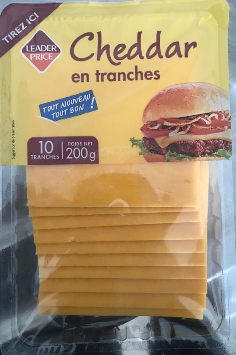 Leader Price Cheddar en tranches packshot