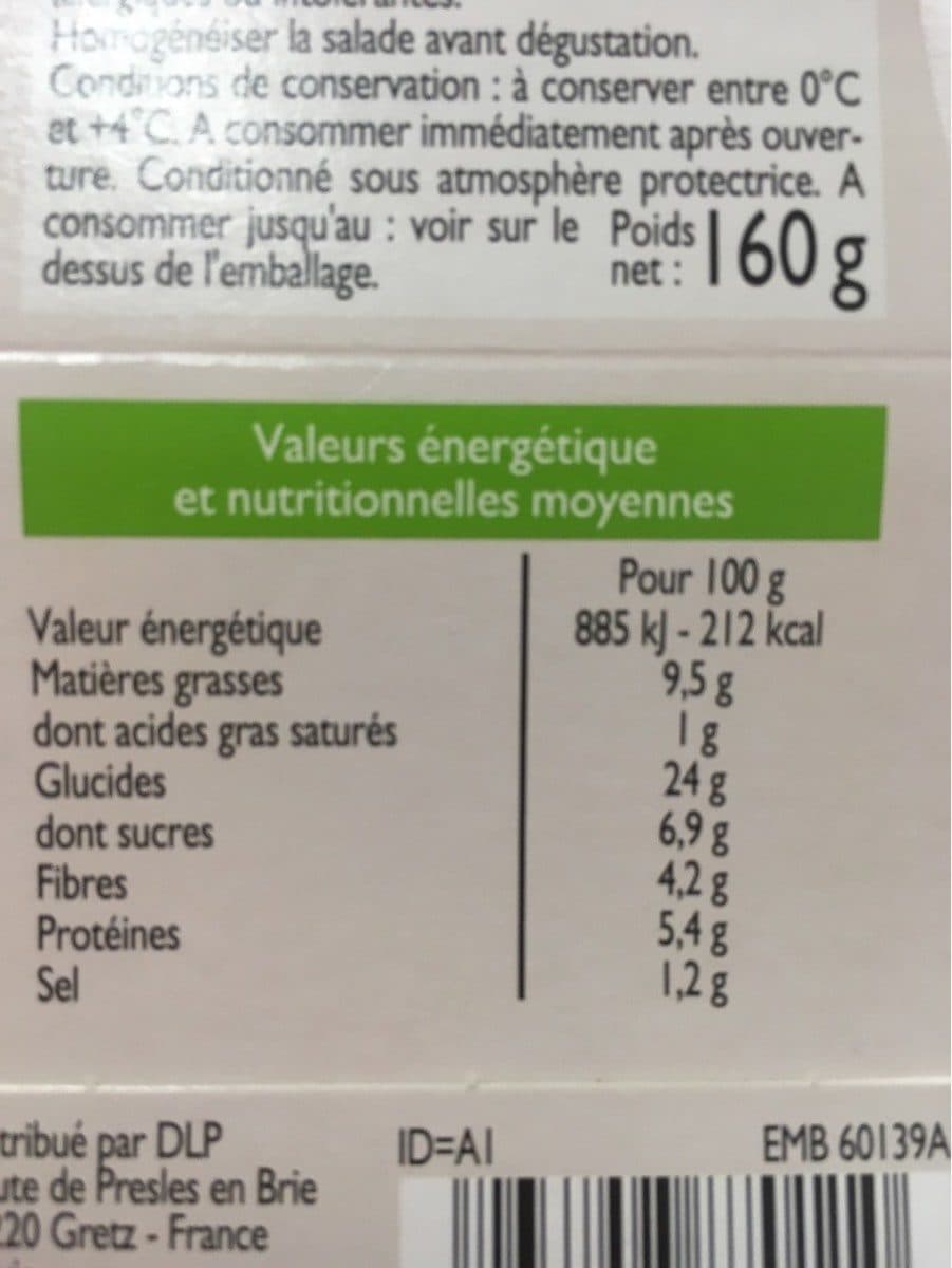 Leader Price Salade de quinoa aux légumes et fruits secs packshot
