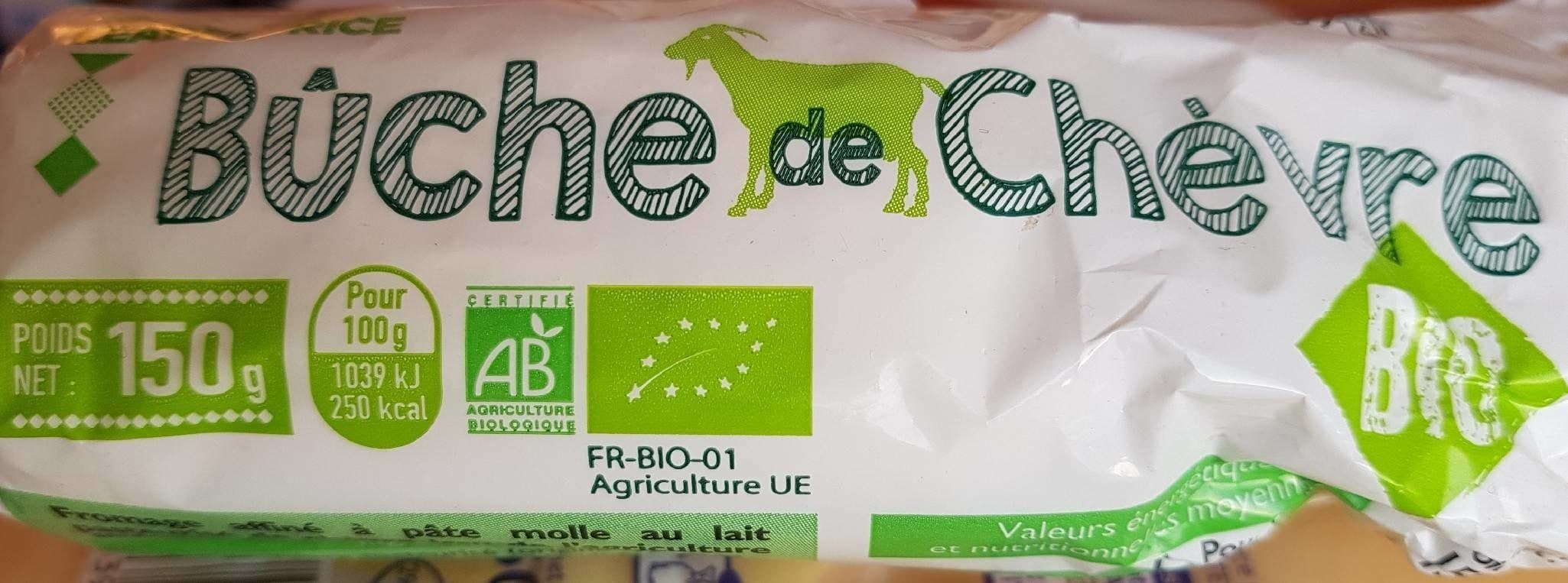 Leader Price Bûche de chèvre bio packshot