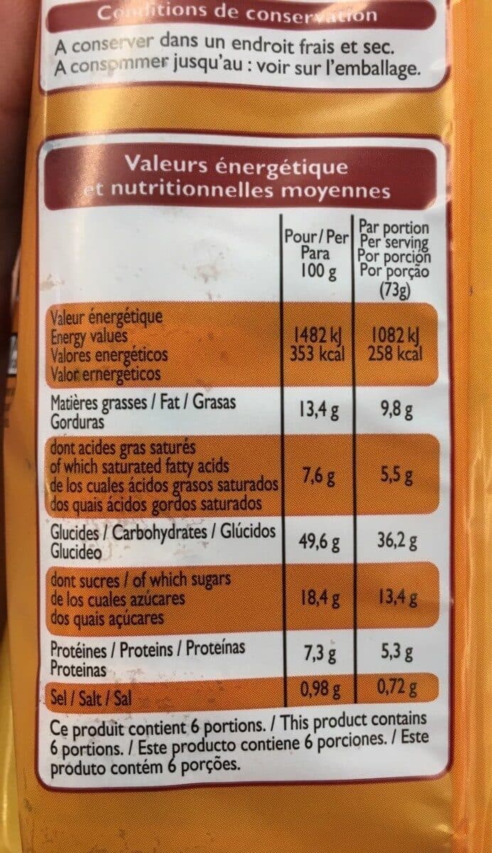 Leader Price Gâche tranchée aux pépites de chocolat packshot