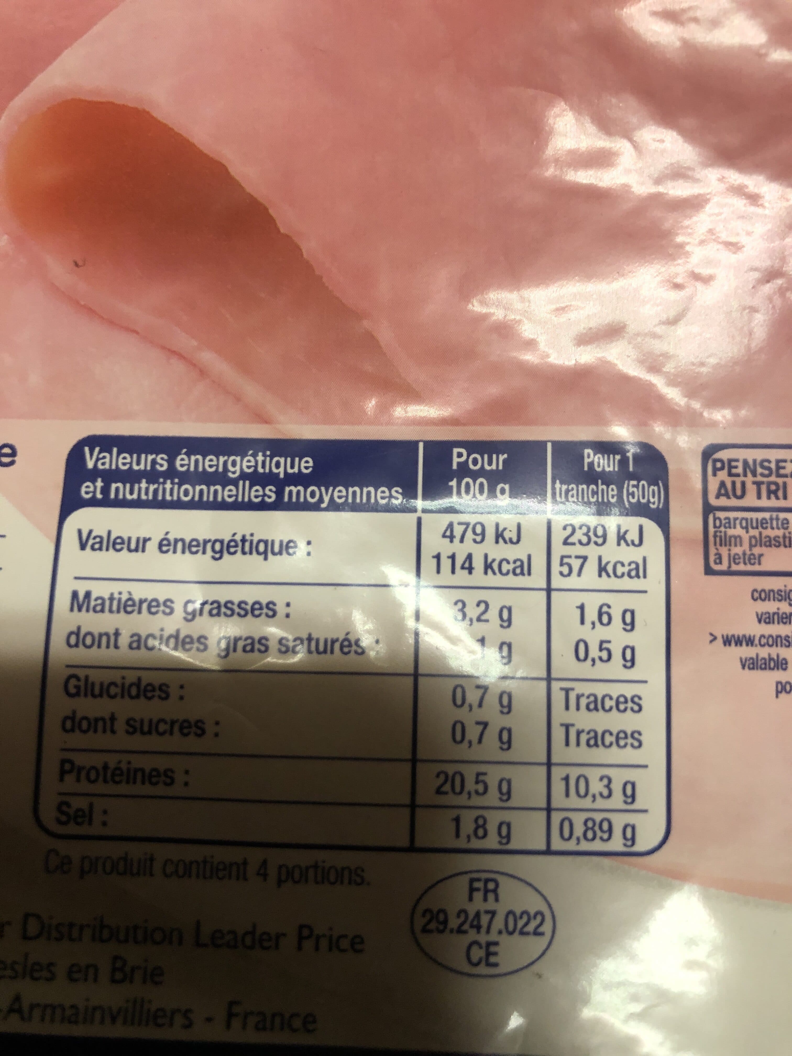 DLP (Distribution Leader Price) Jambon cuit supérieur découenné dégraissé packshot