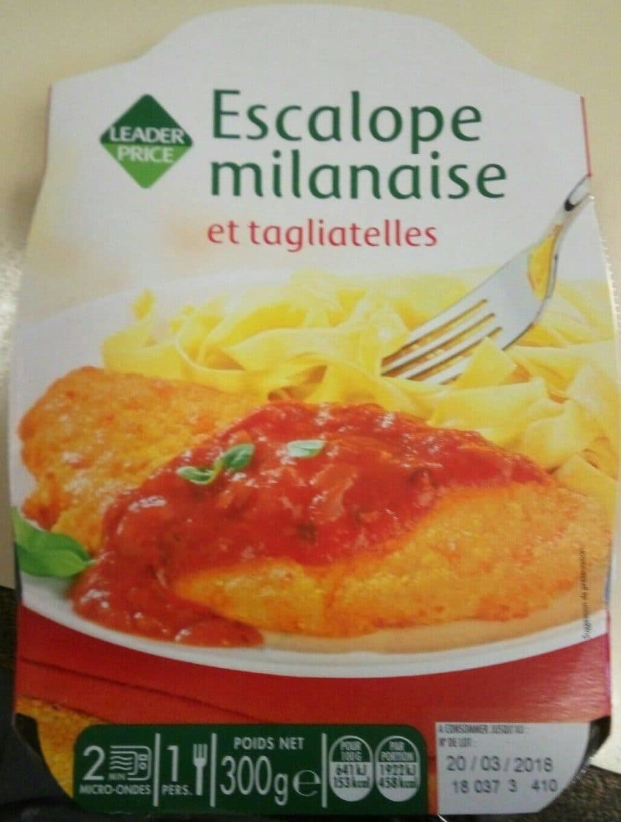 Leader Price Escalope milanaise et tagliatelles packshot