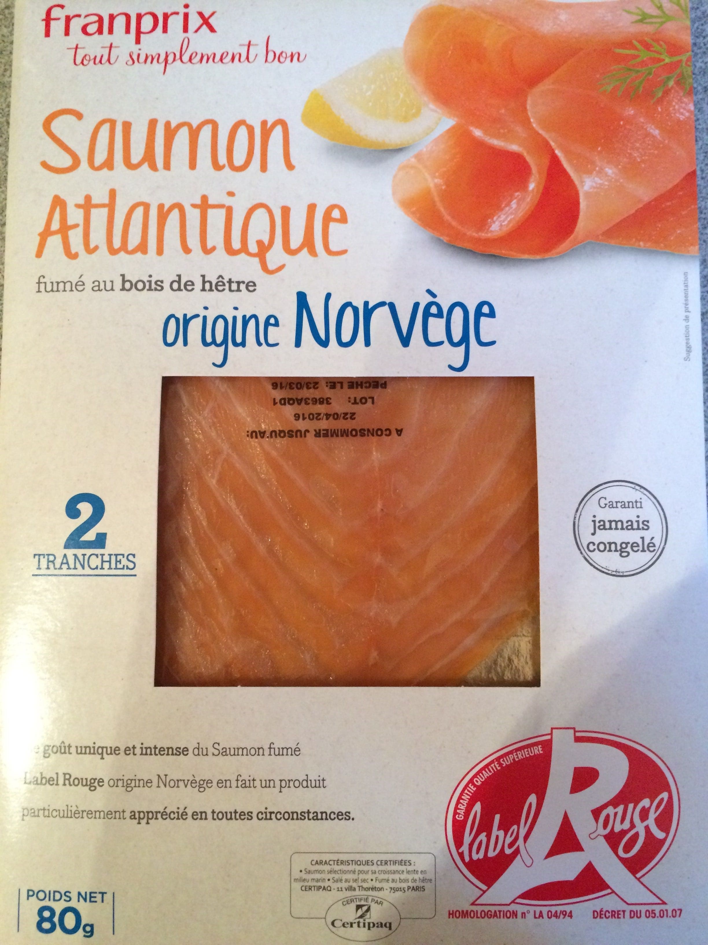Franprix Saumon Atlantique fumé au bois de hêtre packshot