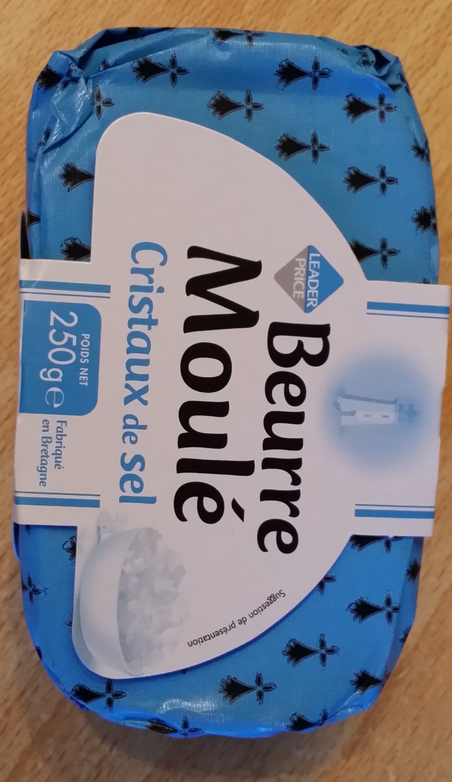 Leader Price Beurre Moulé Cristaux de Sel (80 % MG) packshot