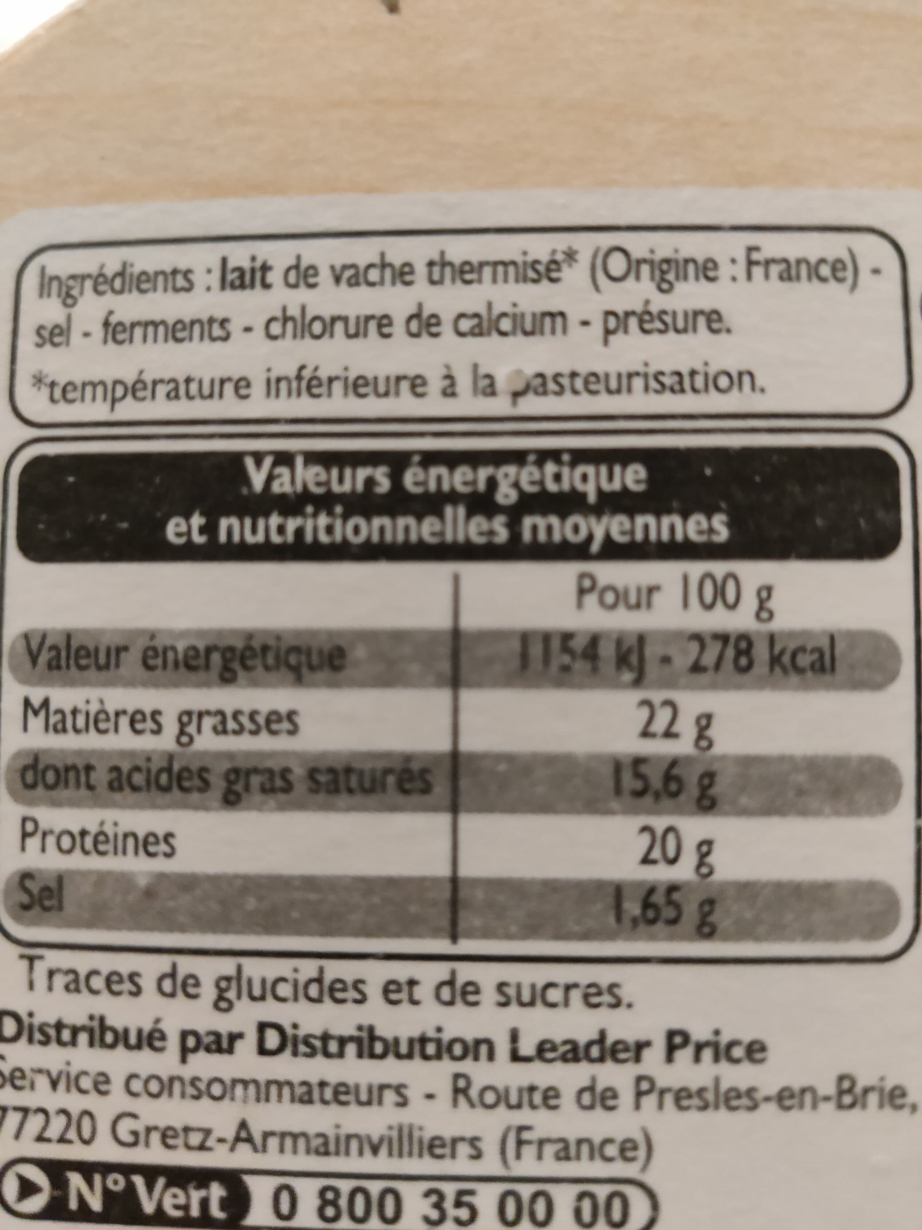 Leader Price Camembert moulé à la louche packshot