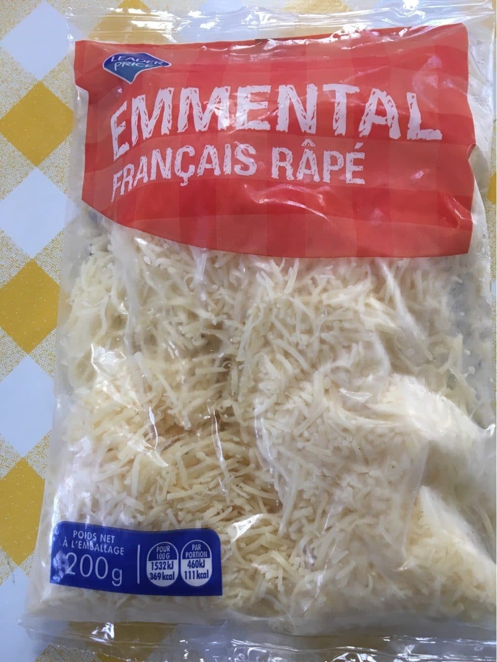 Leader Price Emmental français râpé packshot